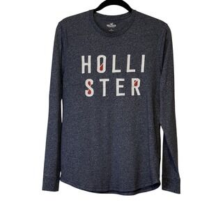 Hollister Heather Blue Tee Unisex Crew Neck‎ Long Sleeve Small #
